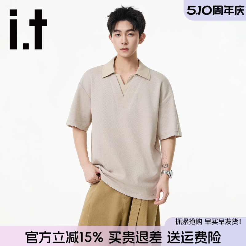 it FIVE CM复古短袖男款polo衫2026夏季新款情侣薄款宽松半袖上衣