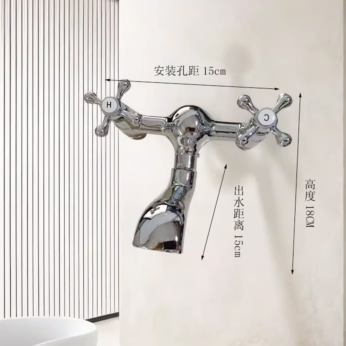 铜浴缸龙头双控双调节加大面盆入可复古冷热把小墙式出水旋转简易