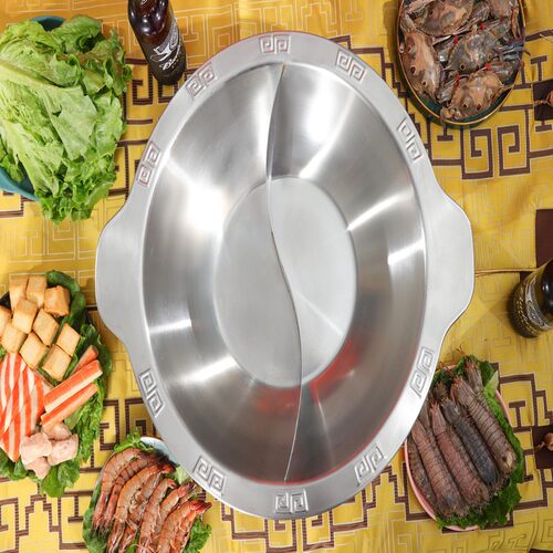 重庆特色火锅锅商用餐厅专用串串香不锈钢盆加厚子母红汤鸳鸯锅子