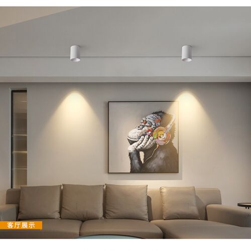 cob明装射灯led防眩光免开孔天花灯7w12w客厅背景过道吸顶式筒灯
