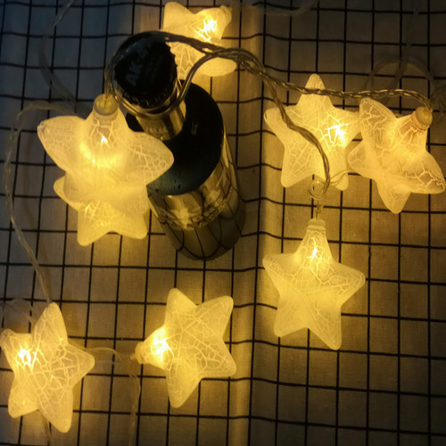 小星星灯USB彩灯装饰网红房间卧室蚊帐挂灯裂纹五角星闪灯串电池 - 封面