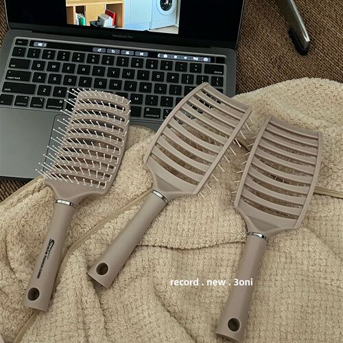 粉咖大弯梳!日常头发打理蓬松凹造型排骨梳子定型好用卷发梳子