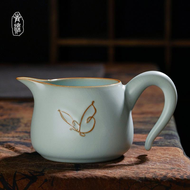 汝窑公道杯茶具分茶器冰裂复古茶海景德镇陶瓷礼盒装手工青瓷公杯