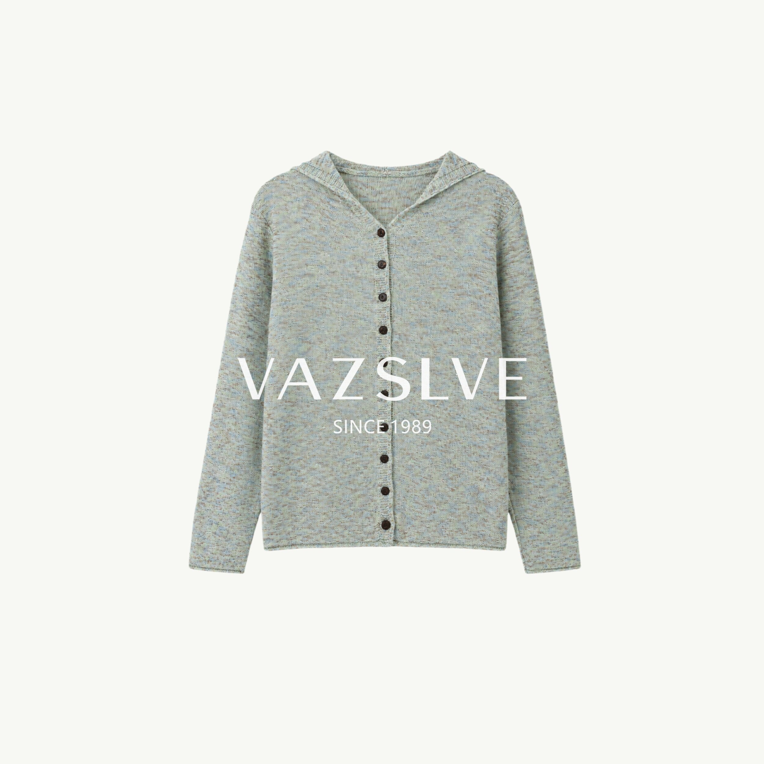 【VAZSLVE/全新奢品】捡漏 幻彩棉麻连帽针织开衫气质上衣NS6076