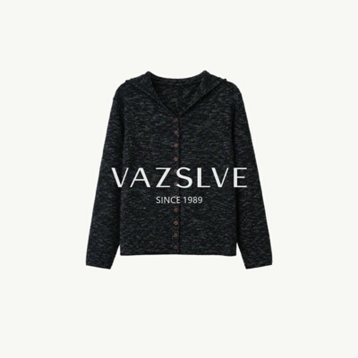 【VAZSLVE/全新奢品】捡漏 幻彩棉麻连帽针织开衫气质上衣NS6076