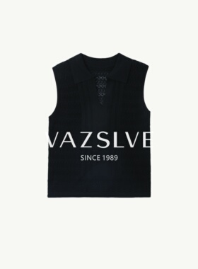 【VAZSLVE/全新奢品】捡漏 镂空翻领针织衫背心气质显瘦上衣A128