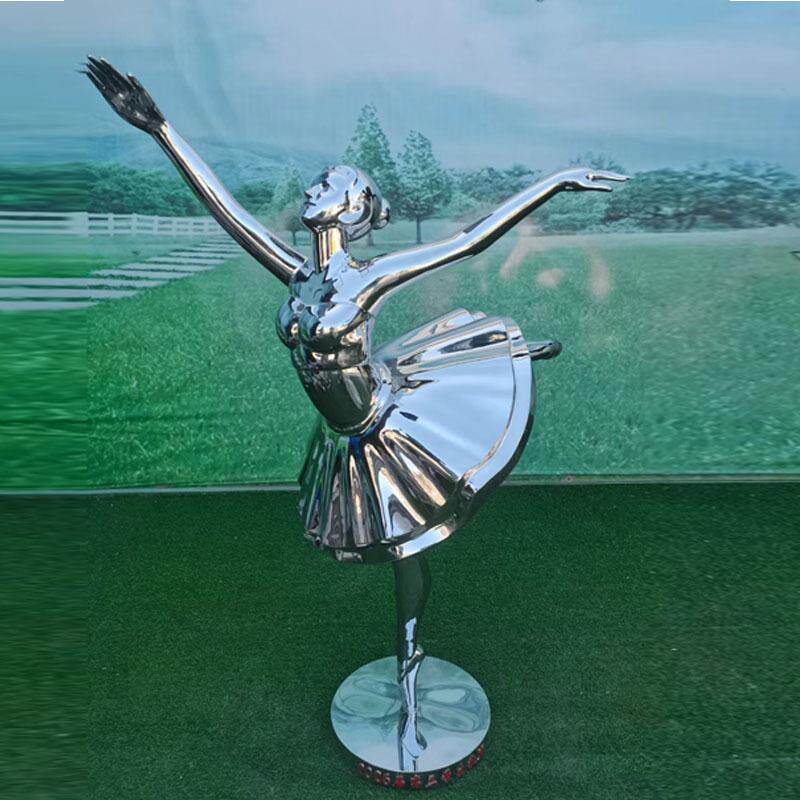 不锈钢芭蕾跳舞女孩雕塑酒店售楼部水景地产抽象镂空人物艺术摆件