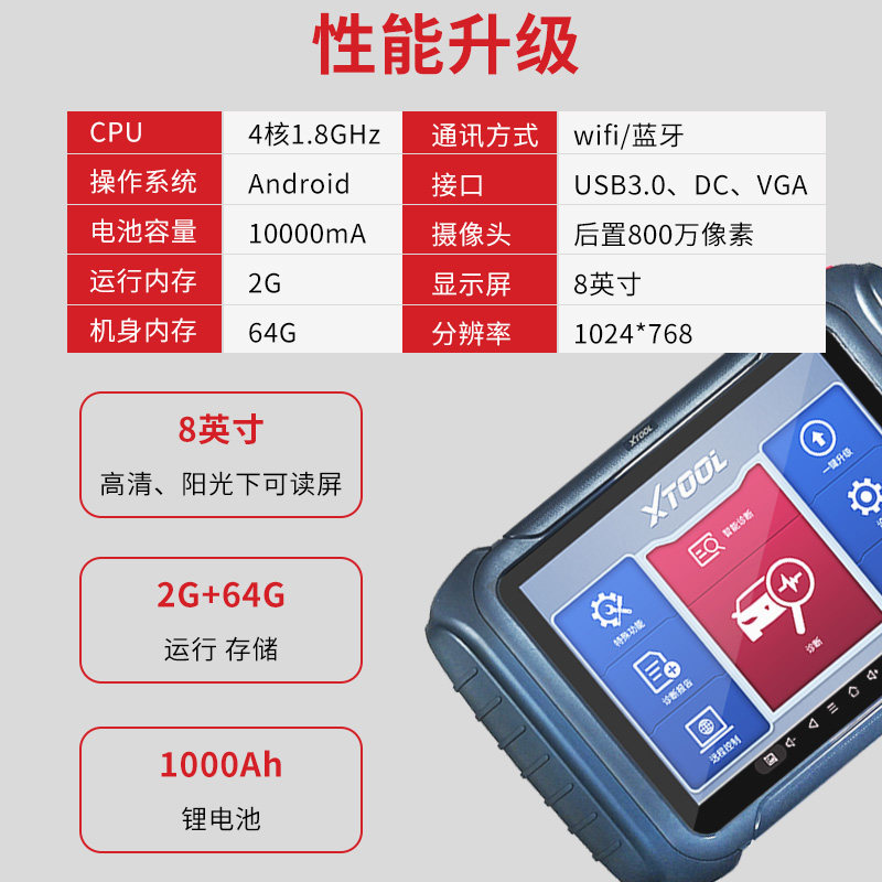 2022款朗仁TP80PRO汽车检测仪电脑故障诊断仪 解码器通用X431电脑