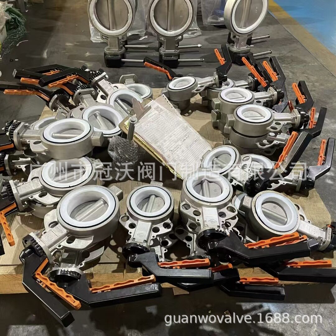 不锈钢手柄衬氟聚四氟乙烯蝶阀304 316L不锈钢涡轮电动气动对夹阀