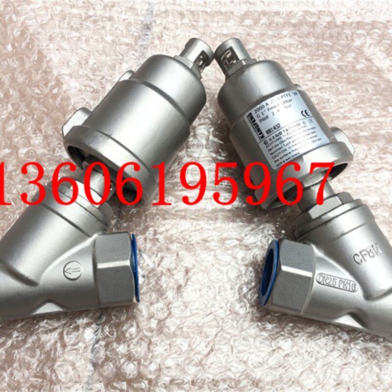 不锈钢Y型内螺纹角座阀不锈钢气动DN10-DN80丝扣口全钢头气动角阀