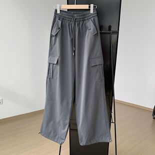 胖妹妹200遮腿粗宽松抽绳束脚阔腿长裤 300斤大码 子女冬季 裤 潮 工装