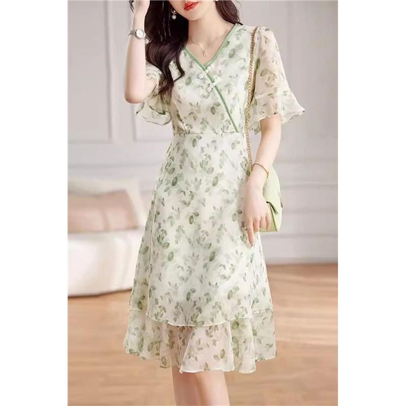 2025新款裙子改良旗袍收腰显瘦别致洋气减龄国风大码连衣裙设计感