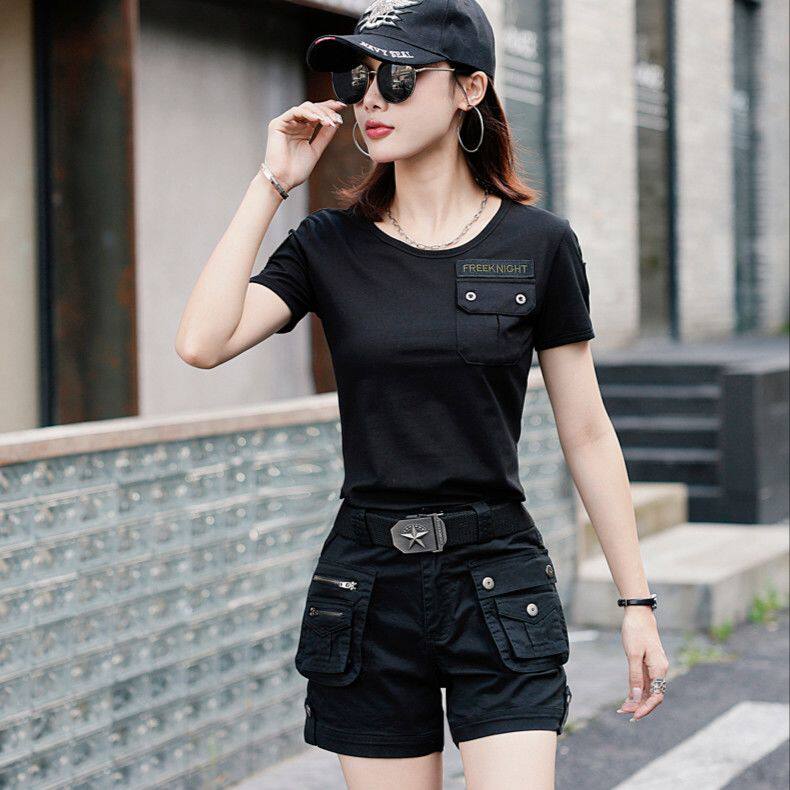 迷彩服套装女工装短裤2026新款休闲运动夏季潮炸街运动时尚水兵舞