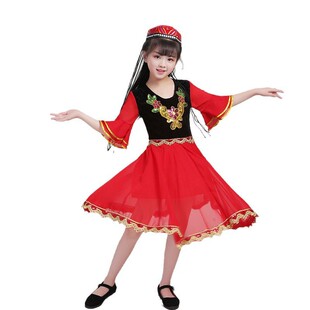 2026新款儿童演出服女童维族舞蹈维吾尔族表演服装新疆舞幼儿哈萨