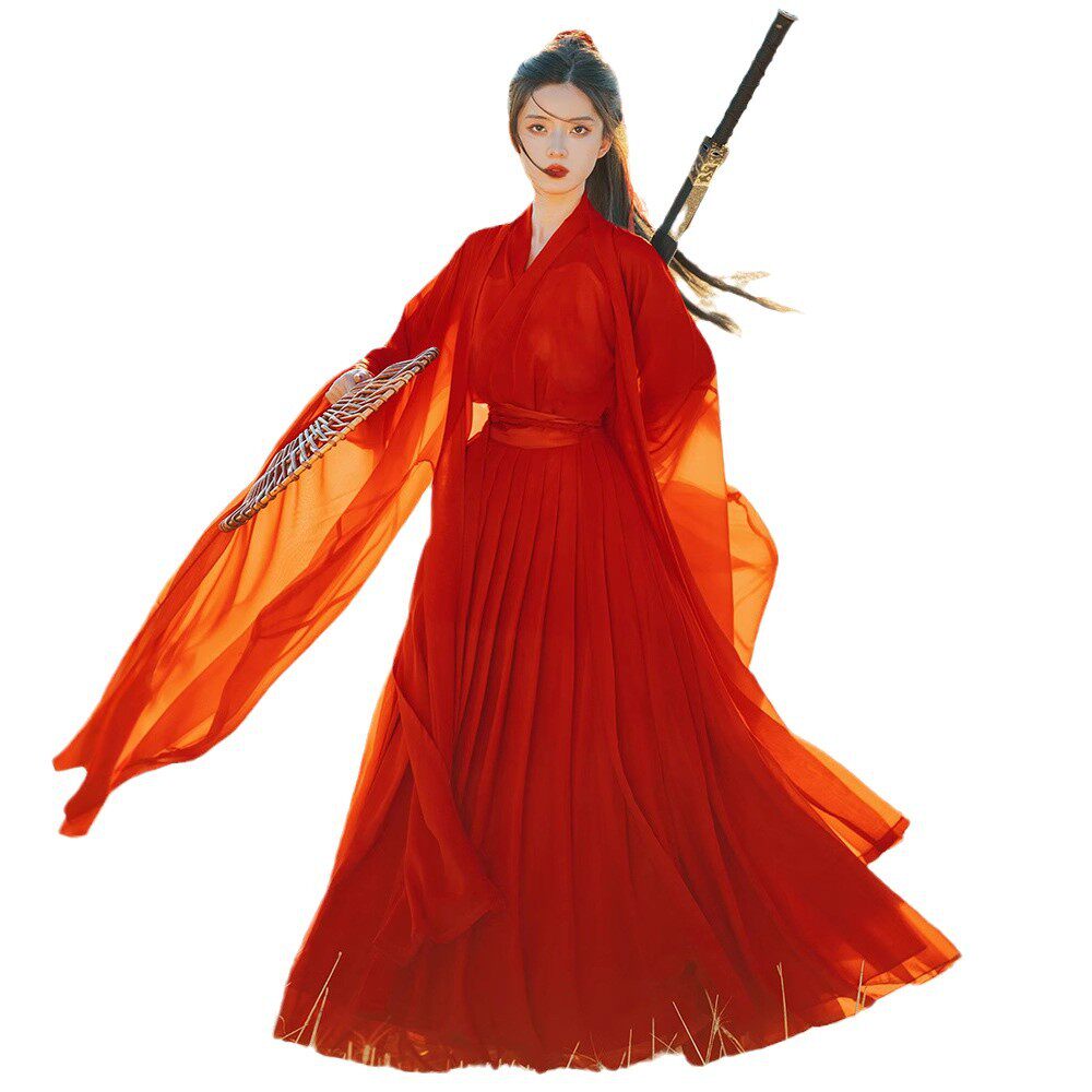 2026新款侠尘婉秋季原创汉服女红色武侠古装魏晋风广袖流仙裙仙气