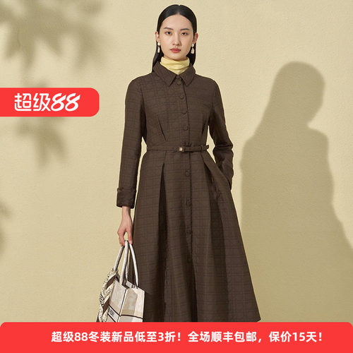 迪凯秋季菱格通勤收腰显瘦女外套