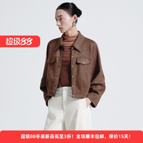 复古休闲翻领短外套通勤百搭夹克