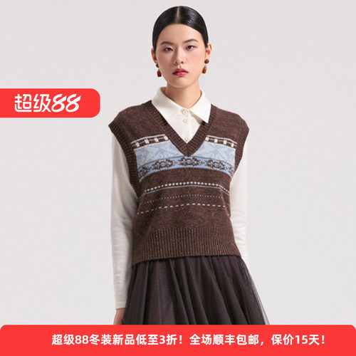 绵羊毛文艺民族风女马甲毛衫上衣