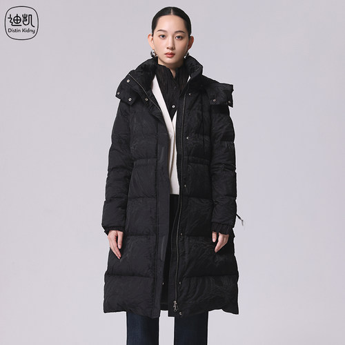 白鸭绒防寒保暖长款连帽女羽绒服