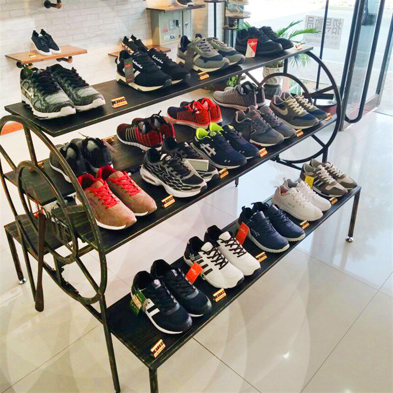 服装店展示架中岛陈列架女装货架铁艺流水台高低展示桌包包架鞋架