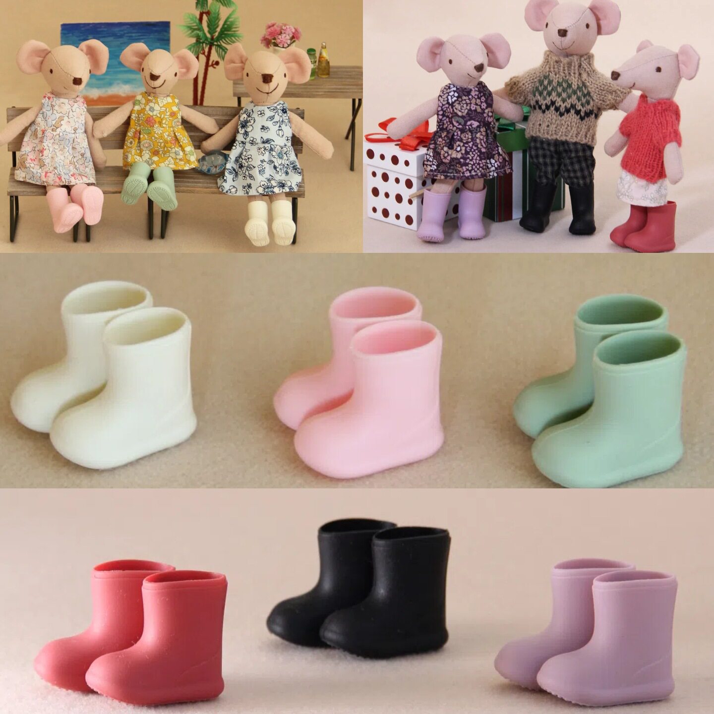 微缩迷你azone娃娃硅胶小雨靴百搭娃娃鞋BJD MSD娃用短靴装饰配件