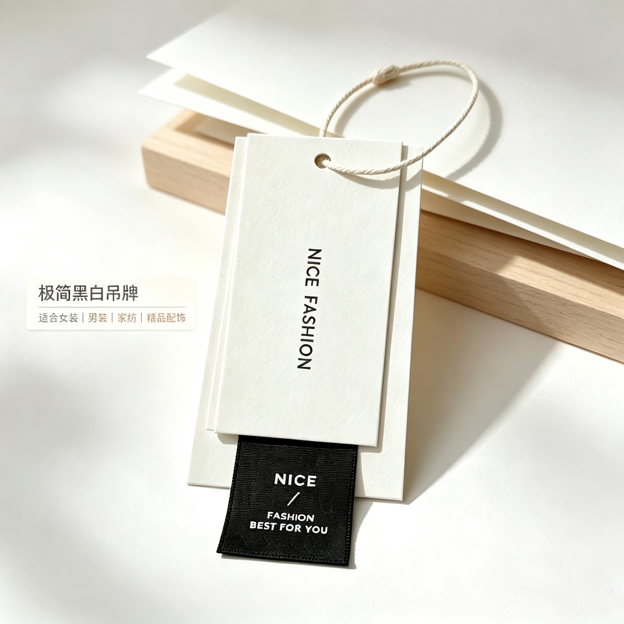 简约高级吊牌现货服饰针织白卡文艺吊牌定制订做通用服装标签吊卡