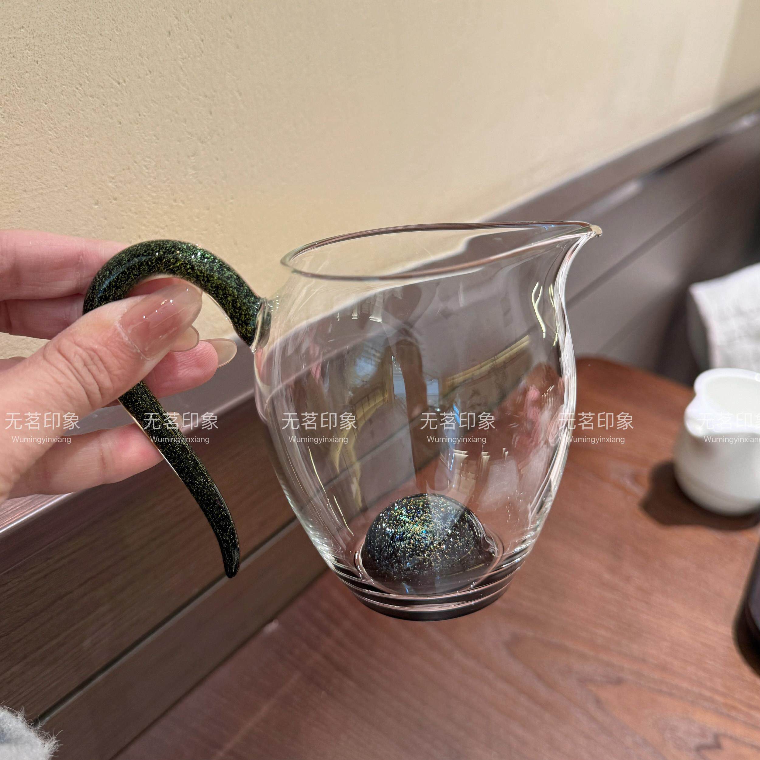 怡然道杯手工耐热具花ZSF珠高杯颜茶值公公道茶海高硼硅玻璃功夫