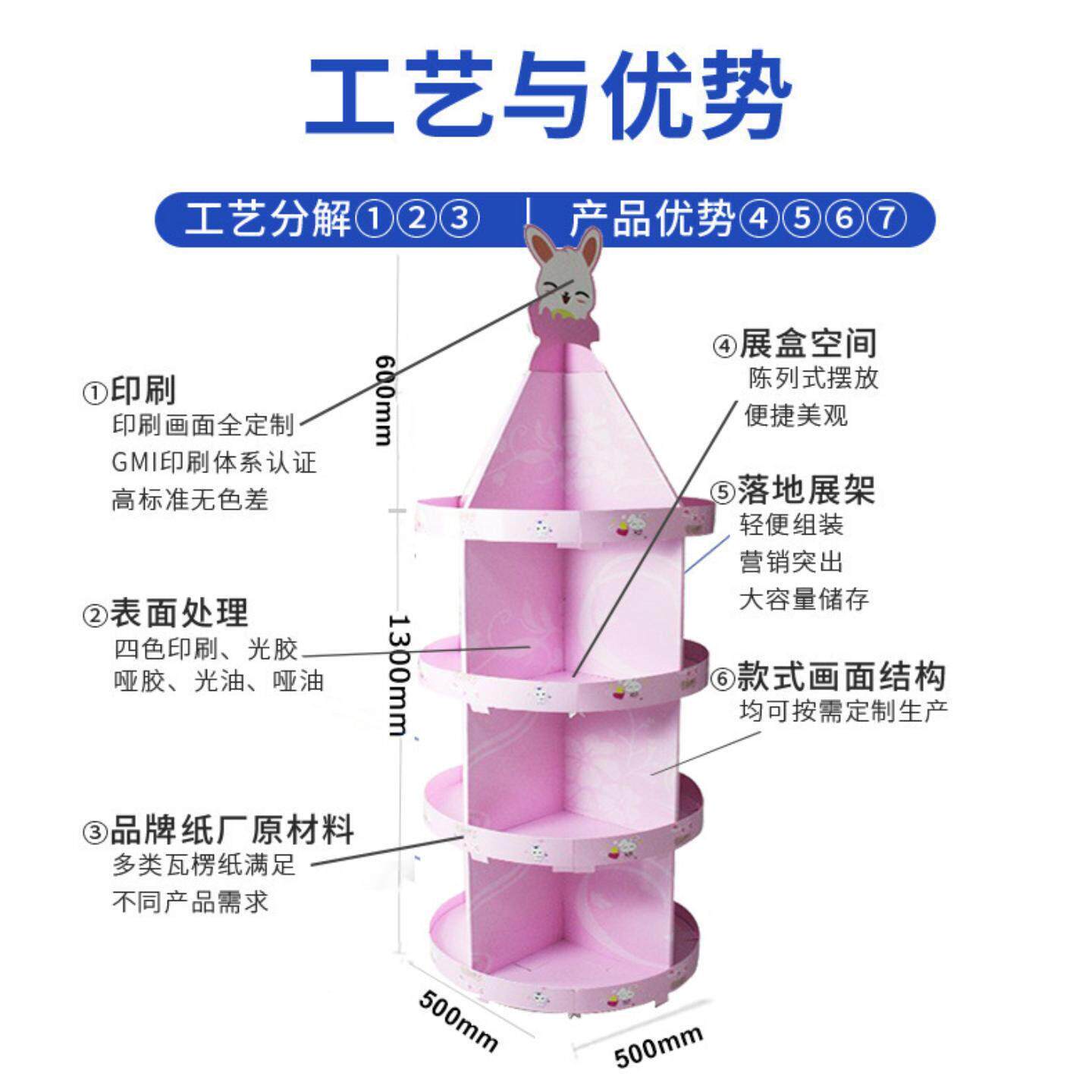 儿童玩具纸展示地架用品纸陈列LDE20213日架文具瓦楞纸展板示架堆
