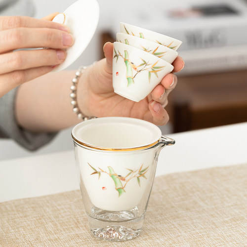 竹节高升便携式旅行茶具套装户外快客杯一壶三杯单人泡茶带过滤