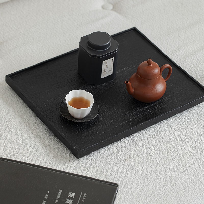 草木祠 实木托盘长方形壶承干泡茶台柚木小茶盘家用茶点盘侘寂风