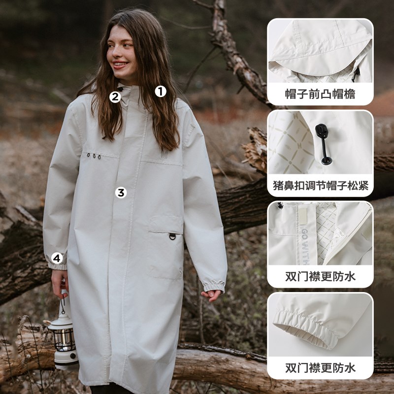 雨衣女成人长款遇水开花加厚雨衣户外徒步雨衣人车分离电动车雨披