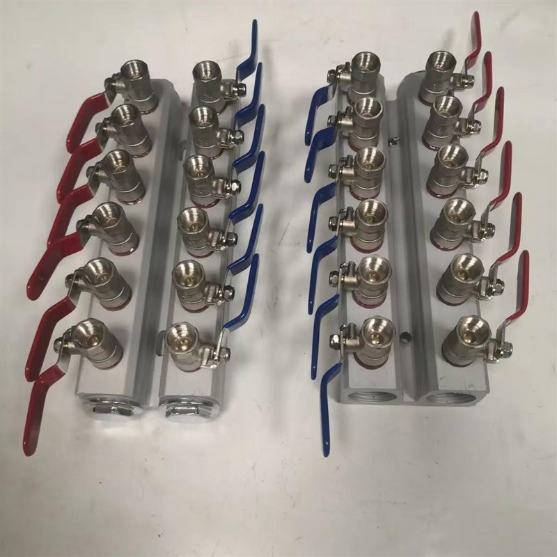 注塑机分水排侧进水1寸孔3/8铜球铜杆球阀加厚模具高温水排分流器