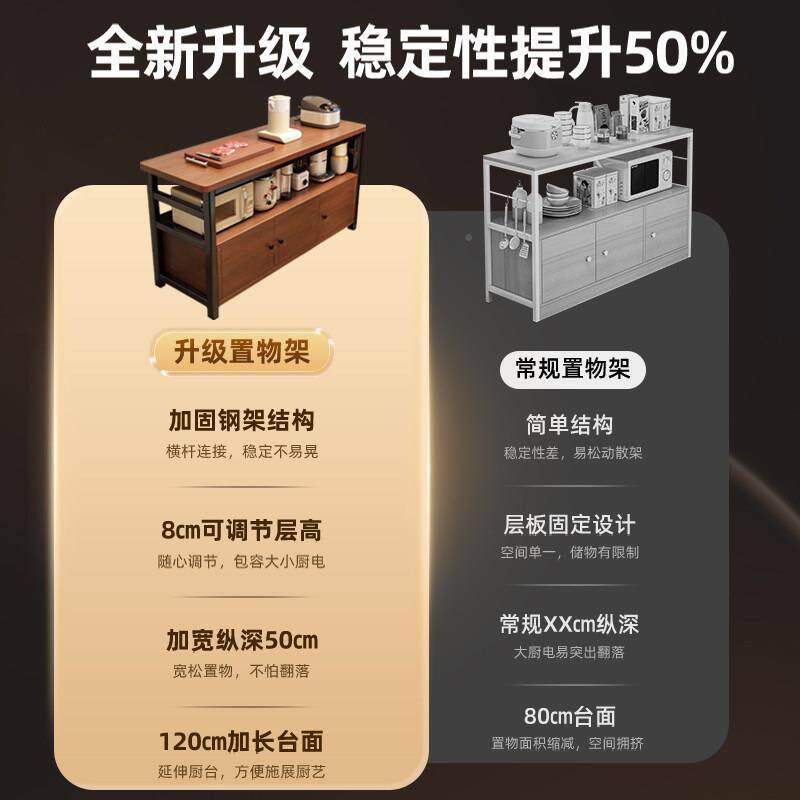 厨置物w98f带柜架多功能餐边整体橱台柜落地靠墙桌子工作锅用具碗