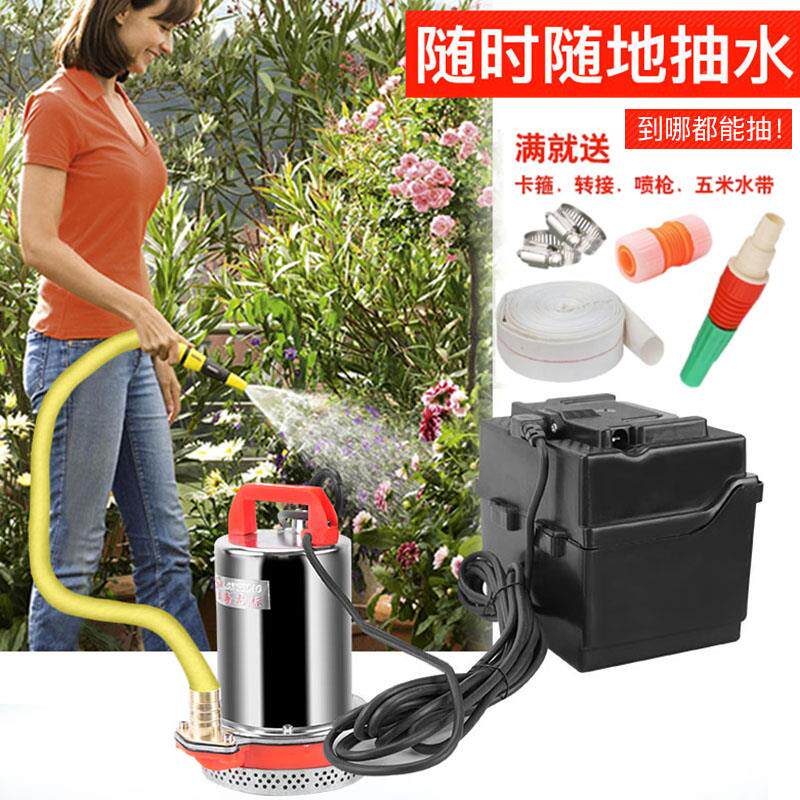 抗12v24V直流24V移动电瓶合流水泵农用浇组菜旱高扬程潜水泵直抽