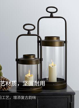 店业风铁艺玻工璃烛台复古饰家居HZ202601摆件咖啡民宿家用浪漫装