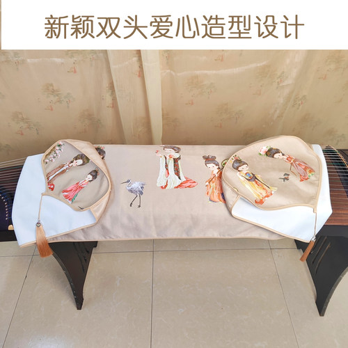 古筝防尘罩簪花仕女图人造麂皮绒旗袍面料高档古筝琴罩135163筝罩