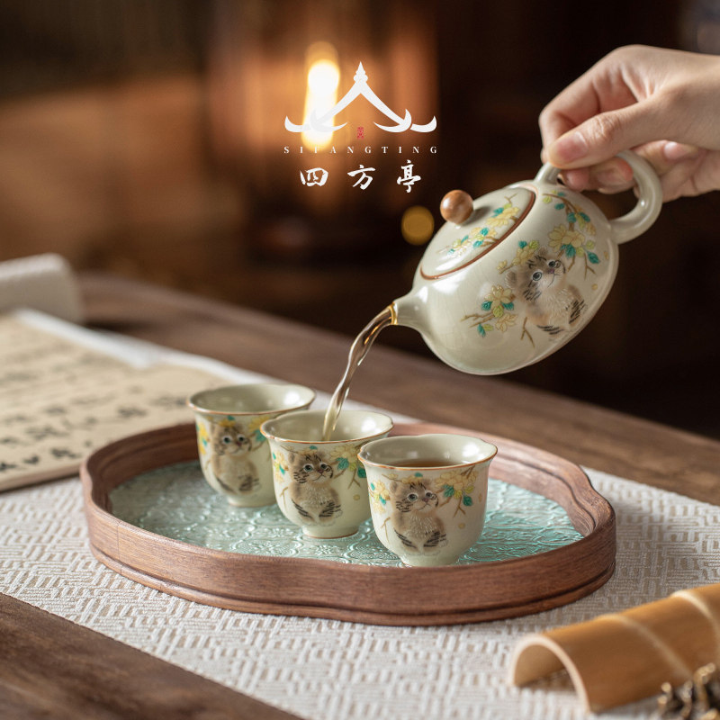 汝窑手抓壶功夫值茶具套装茶壶高泡杯颜一人盖碗茶女士喝茶茶壶