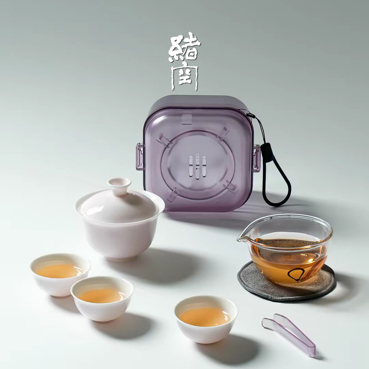 绪空便携茶具陶瓷盖碗一壶三杯