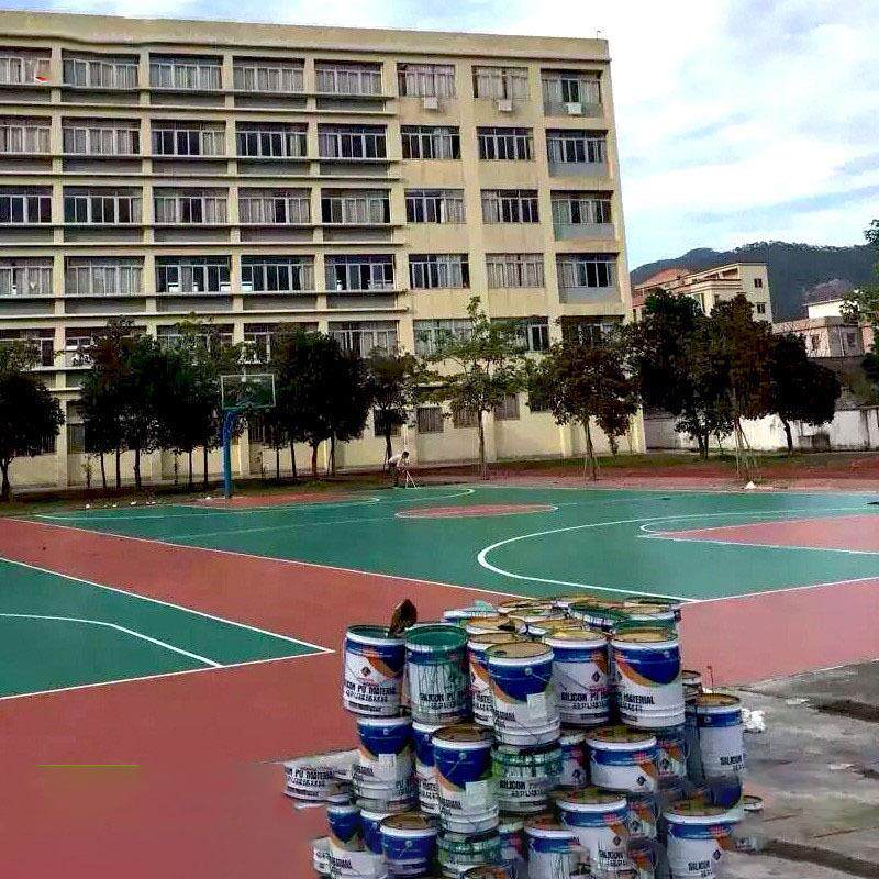 地坪漆学校幼儿园体育场所丙烯酸PU球场塑胶跑道地面材料厂家施工