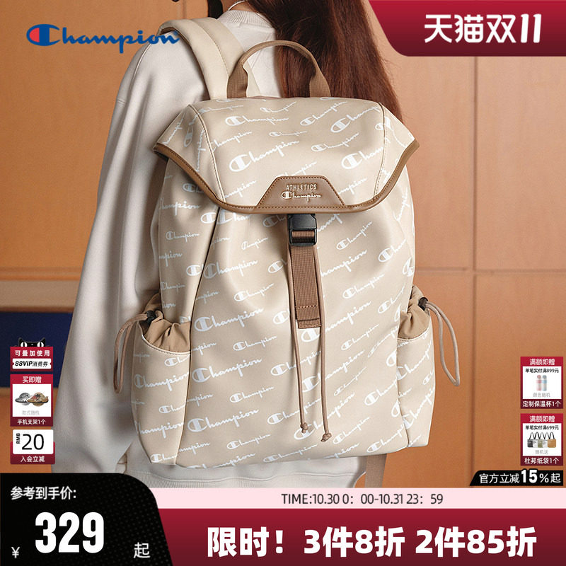 Champion双肩包女大学生老花时尚书包旅行背包大容量电脑包情侣