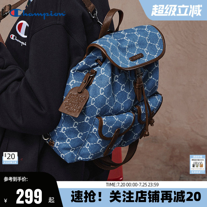 Champion冠军双肩包26新款女包多口袋通勤背包老花小型书包夏季