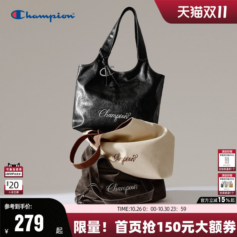 Champion托特包女生礼物软皮大容量手提包单肩斜挎包户外出游秋