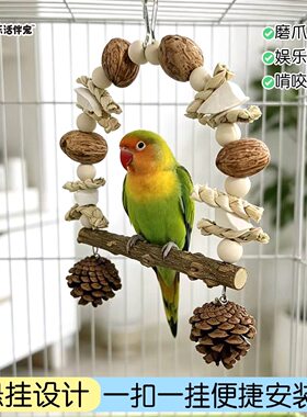 坚果松果野果墨鱼骨花椒木豪华鹦鹉秋千玩具解闷自嗨啃咬套餐