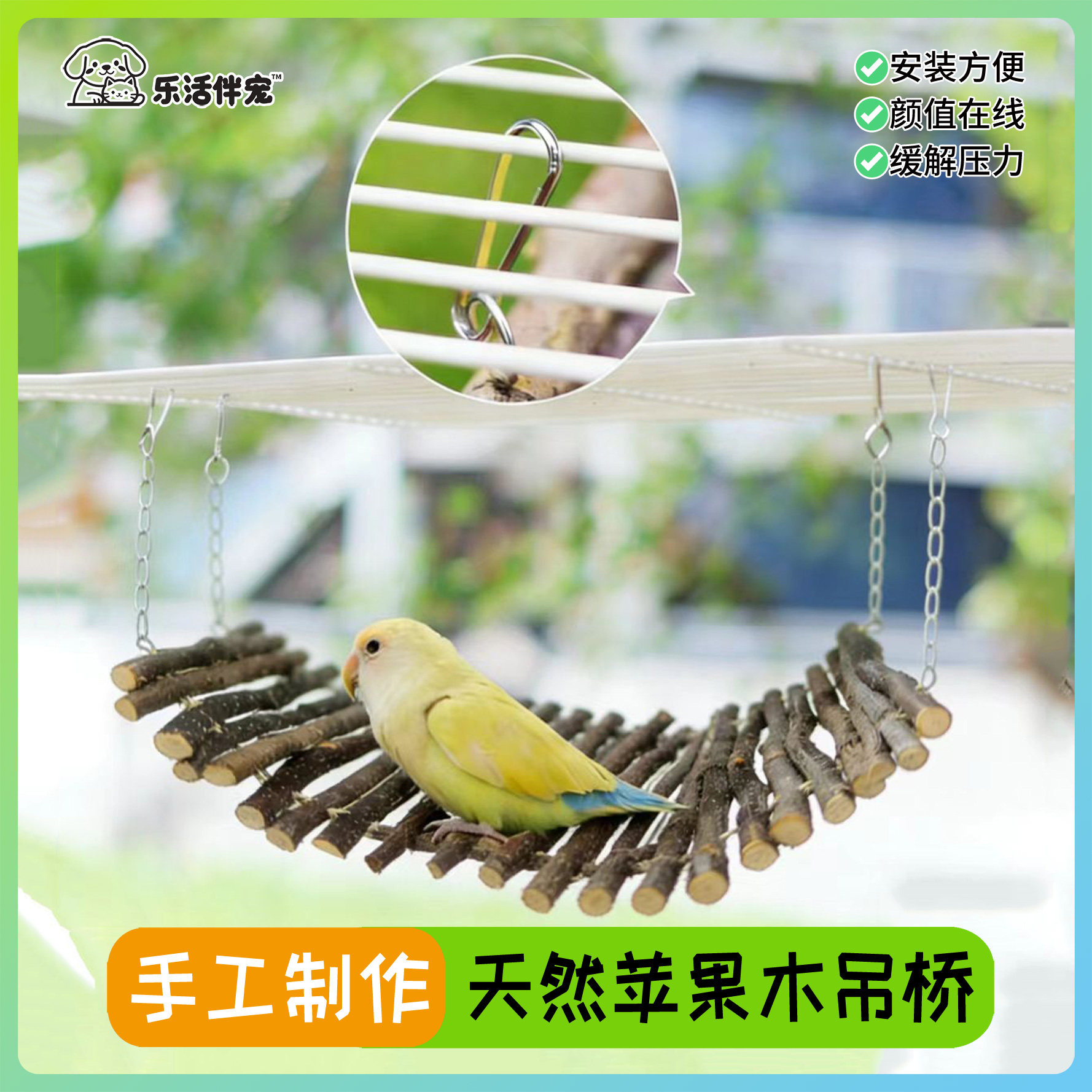鹦鹉苹果木吊桥攀爬云梯梯子锻炼