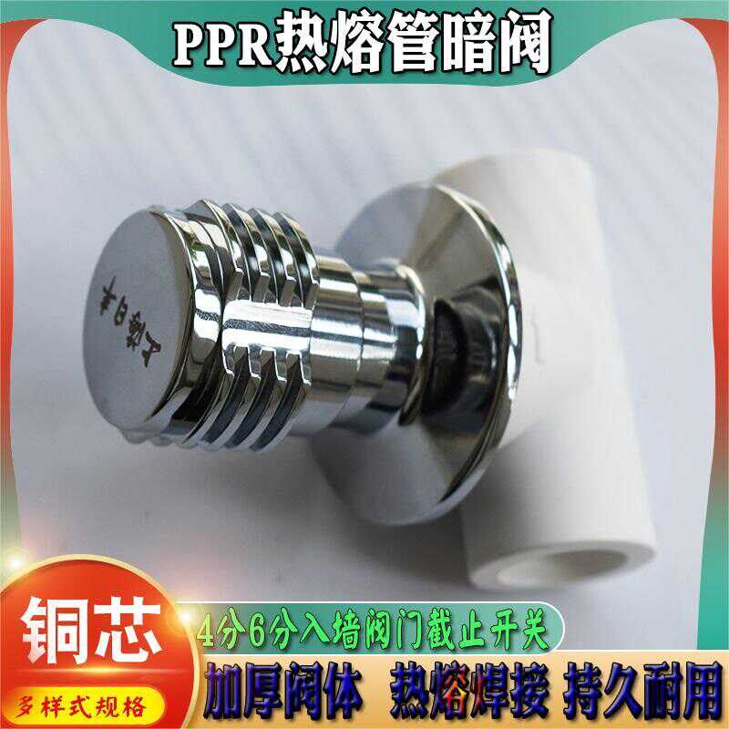 包邮铜芯暗阀PPR热熔焊接旋转入墙截止阀4分6分水管连接上水开关