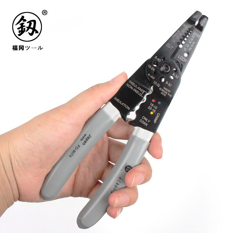 日本福冈 压线钳多功能剥线钳电工工具手动拔线拨线钳剥皮电缆钳