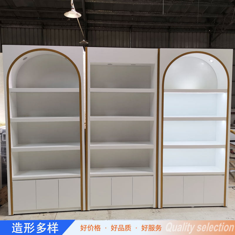 烤漆化妆品展柜简约美容院展示柜护肤品彩妆产品柜台美甲店陈列柜