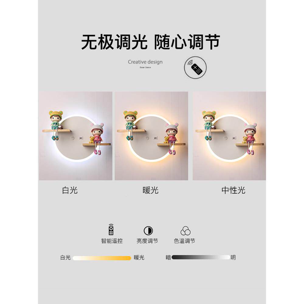 约儿童房间床F7041头男女孩室装饰墙楼梯灯过卧道现代简客厅背景
