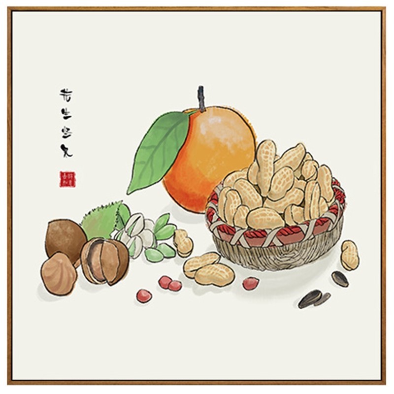瓜果蔬菜餐厅装饰画饭厅餐桌墙面花生玄关走廊过道墙面装饰挂画