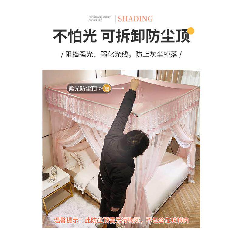 宫廷落地蚊帐家用三开门帐纱帐新款加密加厚支架2025纹风加粗公主